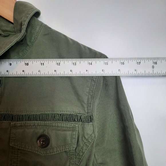Banana Republic Army Green Eyelet Trim Utility Safari Cargo Jacket Womens Small - Picture 9 of 10